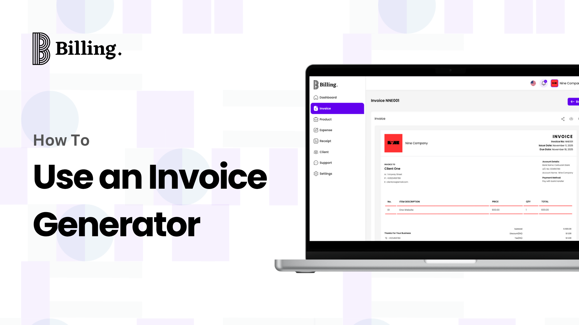 how to use an invoice generator banner